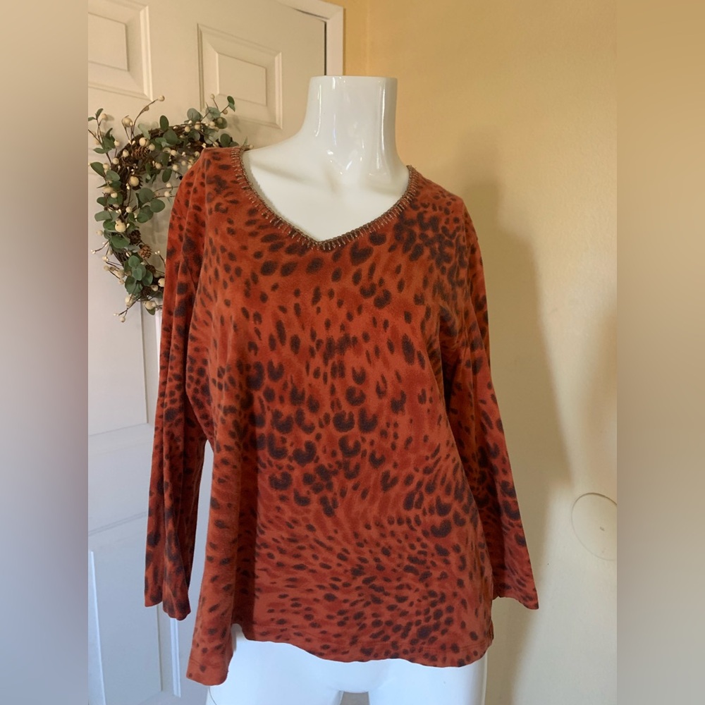 Ruby Rd. Fun Animal Print Long Sleeve Top
